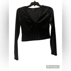 Sincerely Jules Black Velvet Crop Top